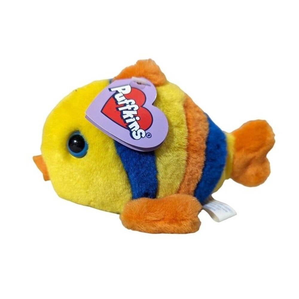 Swibco Puffkins Jules the Fish Plush Orange Blue Yellow Vintage Tags DOB 8-25-98
